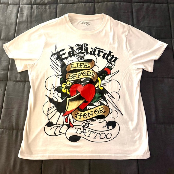 Ed Hardy Other - Ed Hardy White Tattoo Graphic Tee